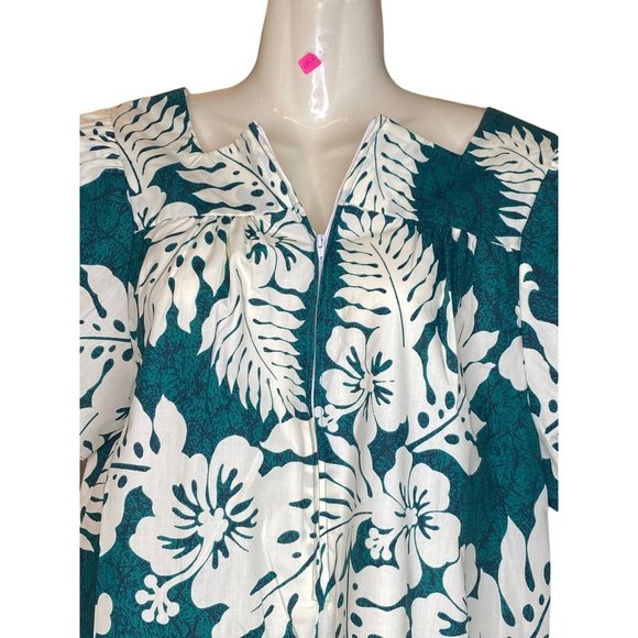 Royal Creation Tiki dress zip back leaves pattern Hawaii Medium - Picture 3 of 13